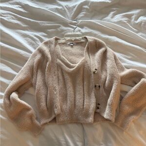 BB Dakota Soft Cream Knit Cardigan & Tank Set